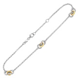14k Gold & Silver Triple Ring Stationed Anklet