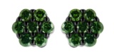 Round 4.30ct Green Diamond Cluster Stud Earring