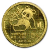 1989 China 1/20oz Gold Panda Small Date Bu Sealed
