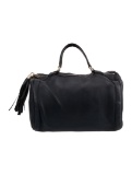 Gucci Blue Leather Tassel Zip Closure Top Hdl Bag