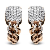 18k Rgold Round .82ct Diamond Chain Style Earrings
