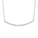 Round White Topaz Accented Curved Bar Necklace