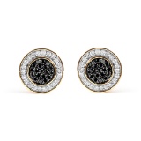 14k Gold-pl .32ct Black & White Diamond Earrings