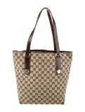 Gucci Charmy Brown & Neut Canvas Gg Tote