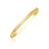 10k Gold Florentine Design Thin Bangle