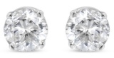 14k Wgold Round 1.00ct Diamond Solitaire Earrings