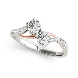 14k Two-tone Gold .58ct Twin Diamond Ring