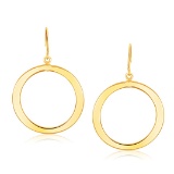 14k Gold Flat Open Tube Round Earrings
