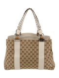 Gucci Bamboo & Leather Neut Canvas Weekender Bag