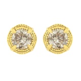 14k Gold-pl Round 1.00ct Diamond Milgrain Earrings