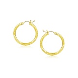 10k Gold Diamond Cut Hoop Earrings 15mm