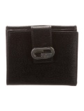 Gucci Black Leather Snap Cls Compact Wallet