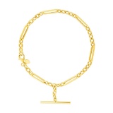 14k Gold Oval & Round Chain Toggle Bracelet