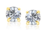 14k Gold Round .50ct White Topaz Stud Earrings