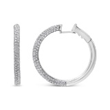 18k Gold 2.33ct Diamond Leverback Hoop Earrings