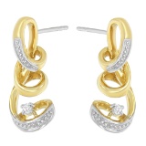 10k Two-tone Gold .05ct Diamond Spiral Earrings