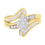 10k Gold .56ct Diamond Rhombus Cluster Ring