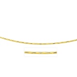 14k Gold Diamond Cuts Round Omega Necklace