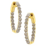 10k Gold-pl 2.00ct Diamond Hoop Earrings