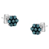 Elegant .50ct Blue Diamond Floral Earrings