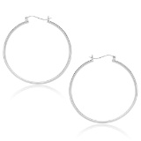 10k White Gold Polished Hoop Earrings 40mm