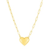 14k Gold Puffed Heart Paperclip Necklace