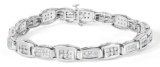 14k Wgold Round & Baguette 2.50ct Diamond Bracelet