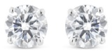 14k White Gold Round 3.00ct Diamond Stud Earrings