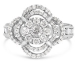 14k Wgold 1.00ct Diamond Floral Cluster Ring
