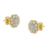 14k Gold-pl .15ct Diamond Floral Earrings