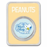 Snoopy Welcome Baby Boy 1 Oz Colored Silver