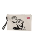 Kenzo Neut Canvas Silver-tone Hdw Emb Clutch