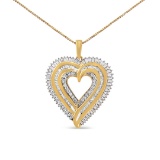 14k Gold-pl 1.56ct Diamond Open Heart Necklace
