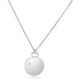 .01ct Diamond Accent Polished Disc Silver Necklace