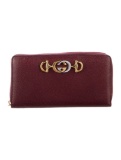 Gucci Burgundy Leather Zip Cls Continental Wallet