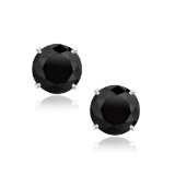 14k Wgold Round 4.00ct Black Onyx Stud Earrings