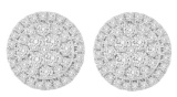 10k Gold Round 1.48ct Diamond Cluster Earrings
