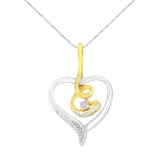 10k Two-tone .03ct Diamond Accent Heart Necklace