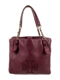 Tory Burch Purple Leather Graphic Snap Top Hdl Bag