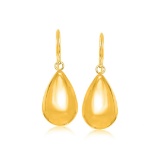 14k Gold Polished Teardrop Motif Drop Earrings