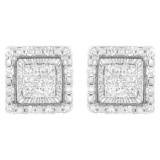 10k Gold Multi-cut .50ct Diamond Square Earrings