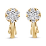 14k Gold .77ct Diamond Floral Cluster Earrings