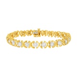 10k Gold-pl. Round 2.00ct Diamond X-link Bracelet