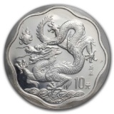 2000 China 2/3oz Silver Flower Year Of The Dragon
