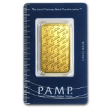 1 Oz Gold Bar - Pamp Suisse New Design (in Assay)