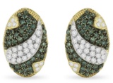 14k Gold 2.16ct Blue & White Diamond Stud Earrings