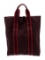 Hermes Burgundy Toile Officier Canvas Striped Tote