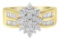 10k Gold .96ct Diamond Star Cluster Cocktail Ring