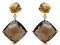 18k Gold 47.89ct Smoky Quartz & Citrine Earring