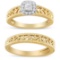 14k Gold-pl .21ct Diamond Halo Ring Set